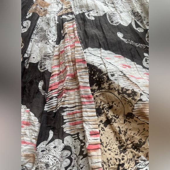 Vintage Brown Pink Patchwork Silk Cotton Skirt 12 Fairycore Goblincore Y2K Boho - Picture 10 of 12